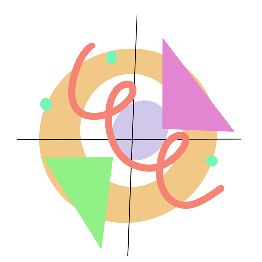 <b>Dynamic Thinking</b><br>This image illustrates my dynamic way of generating ideas. The loops and geometric shapes represent constant movement and exploration in my creative journey.